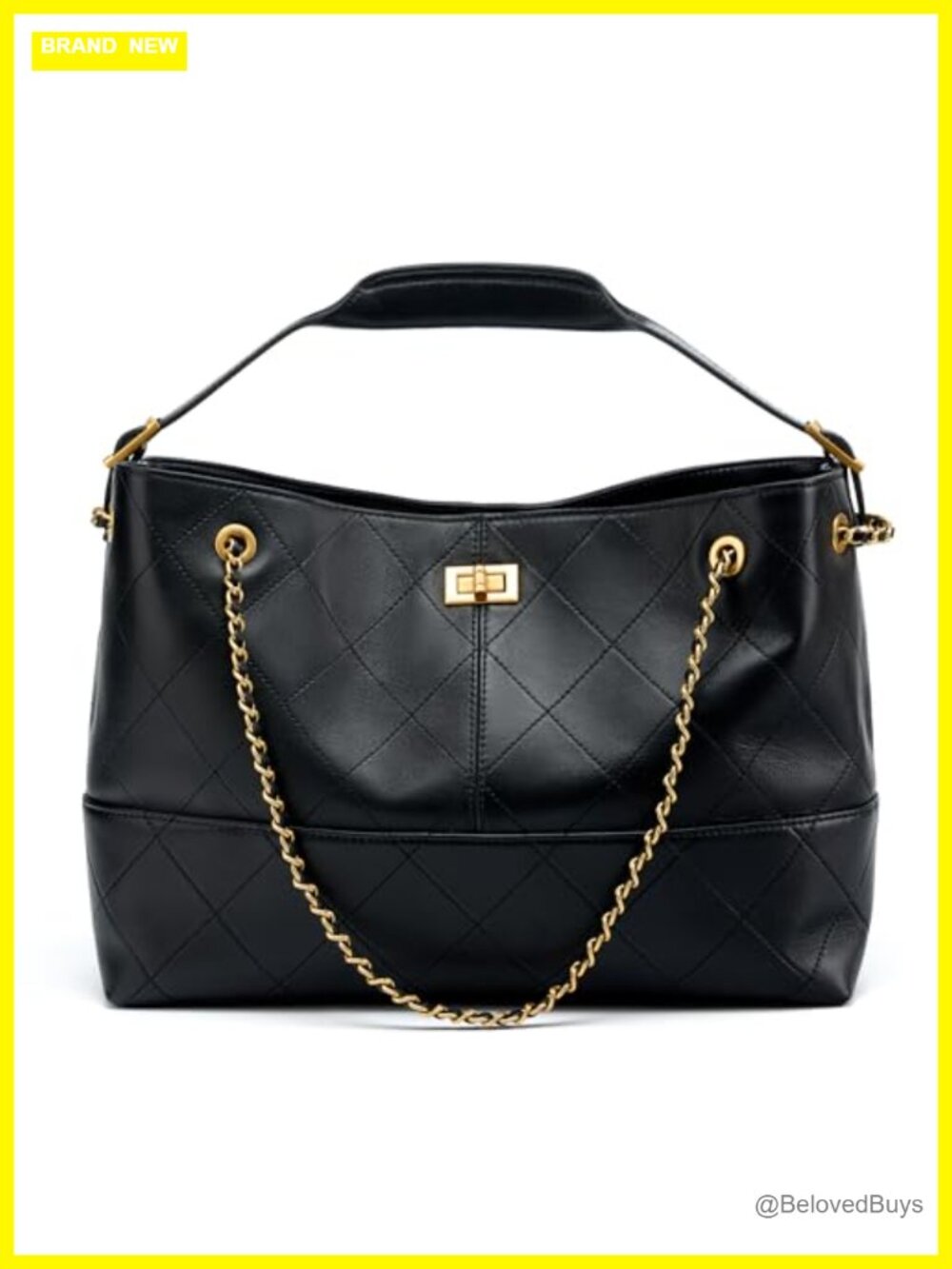 Genuine Lambskin Suede Quilted Carryall Top Handle Gold Chain Shoulder Bag
